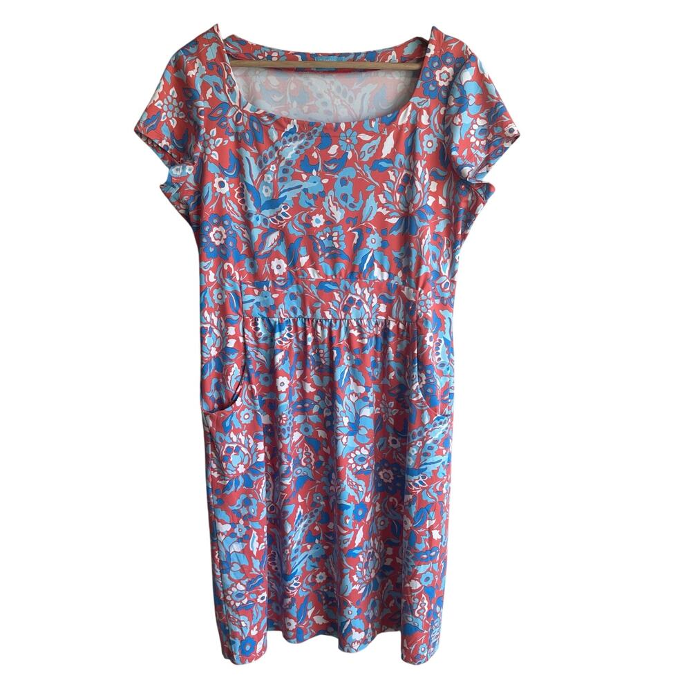 J. McLaughlin for Dillards Catalina Cloth Floral Short Sleeve Dress Pockets L